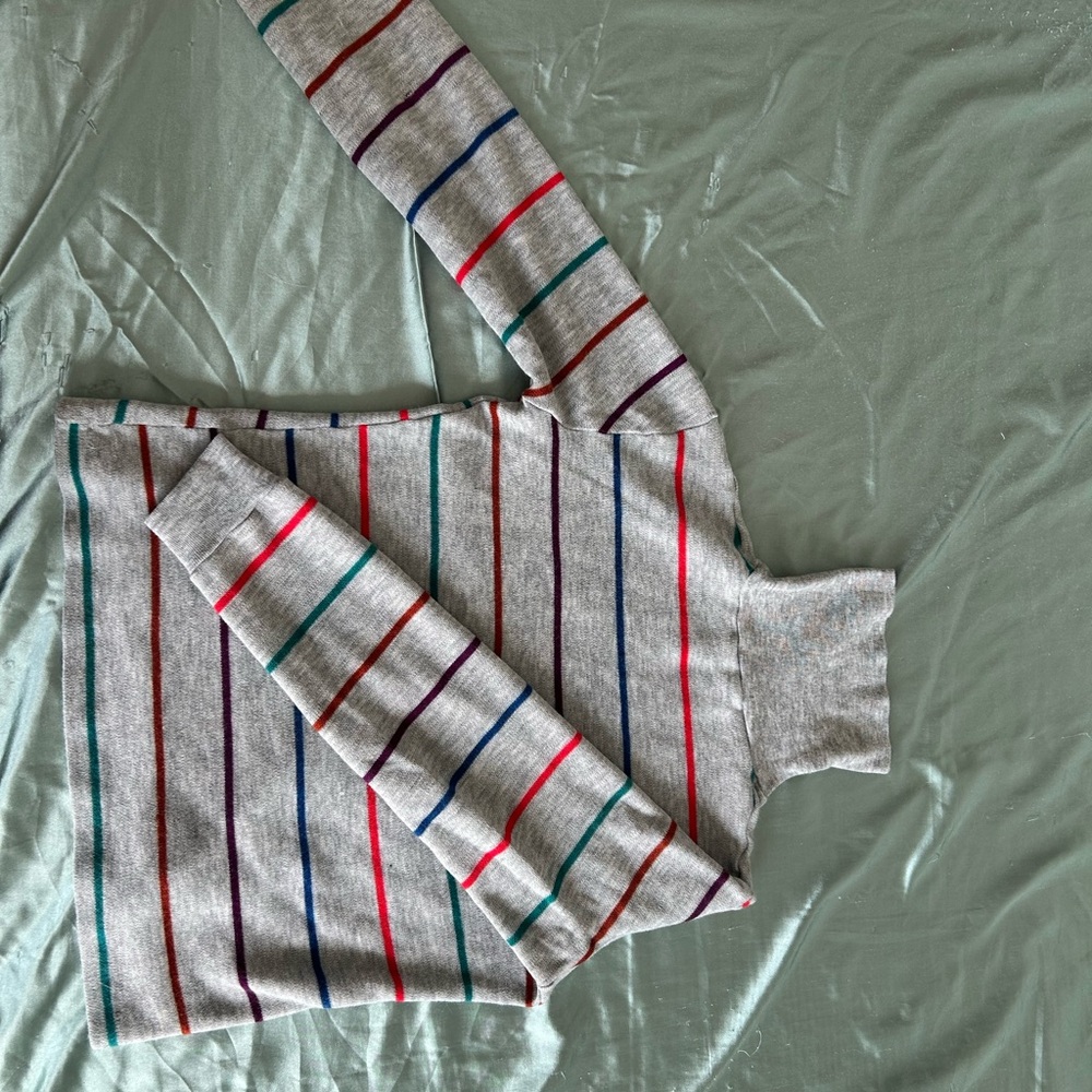 Striped Gray Turtleneck Sweater